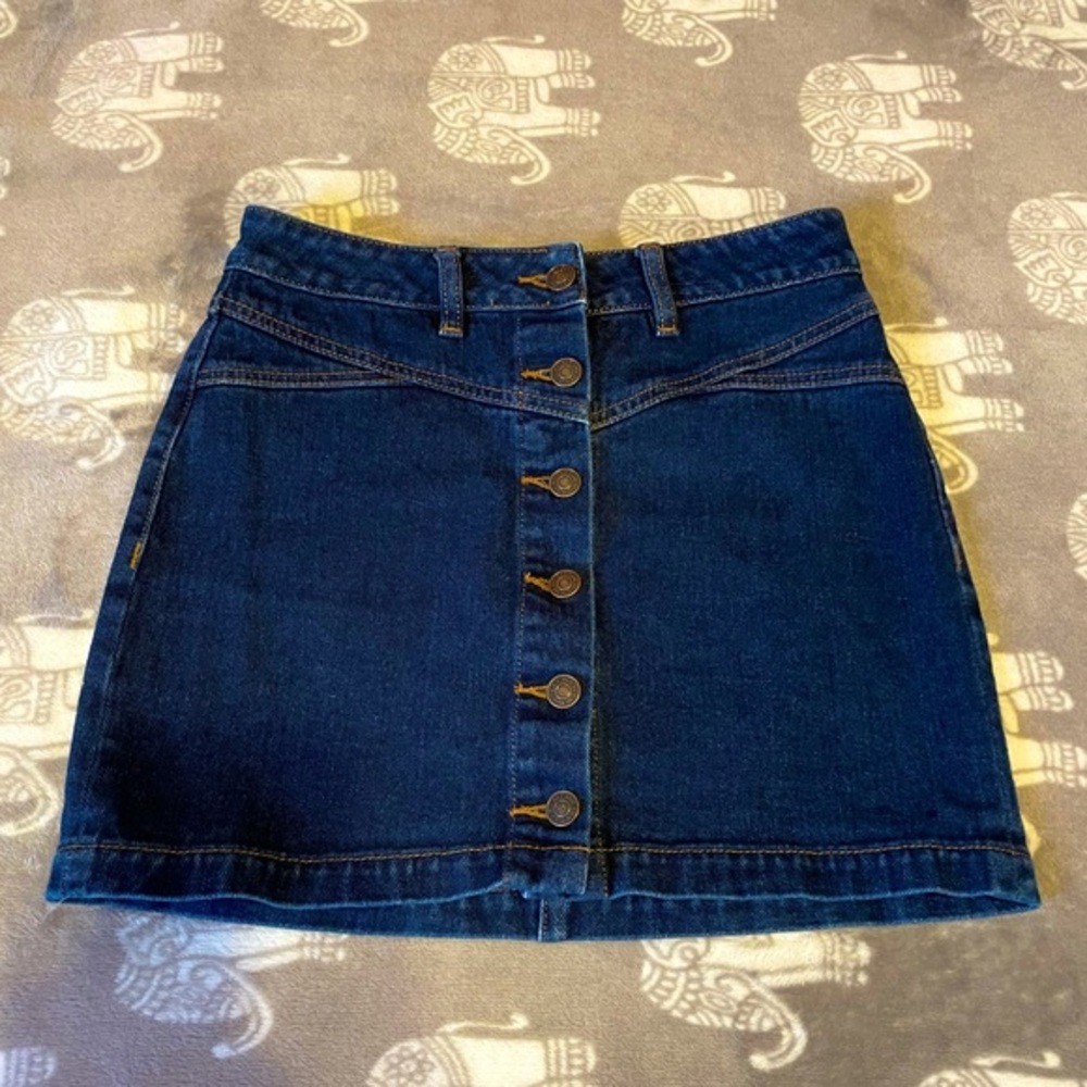 PacSun Dark Blue Denim Button-Front Mini Skirt
